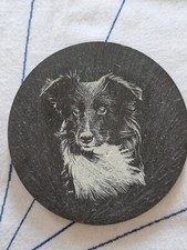 Welsh Slate Coaster  with " Sheepdog" Motif