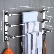 Stainless Steel Bathroom Wall Mounted Towel Rail 3 Tier Chrome Kitchen Towel