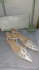 ROLAND CARTIER BRAND NEW FLAT HEEL SILVER SHIMMER  SHOES & MATCHING BAG UK 3 36