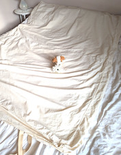 Antique Vintage Natural Organic Cream Cotton Mattress / Quilt Cover Double