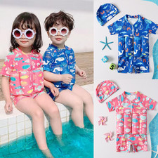 Kids Swimming Floating Swimsuit Boys Girls Buoyancy Aid Safety Learning Swimwear