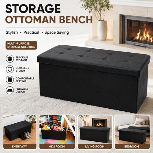 Faux leather ottoman - in,