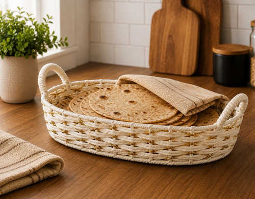 Large oval wicker serving - wicker, tray