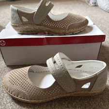 Rieker Mary Jane Women's Beige Leather Shoes Sz 39 Brand New 