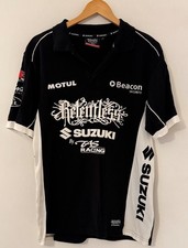 VINTAGE Mens SUZUKI RELENTLESS by TAS Racing Black Polo Shirt UK M - CG N42