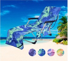 Sun Lounger Beach Towel Absorbent Garden Lounge Chair Cover with Pockets