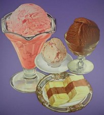 Original 1950s American Diner Paper Die Cut Signs - Ice Cream Desserts - Lot A