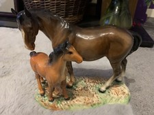 Beswick * RARE* Model of a Mare and Brown Foal On A Naturalistic Base ? VINTAGE