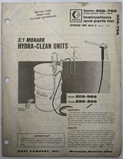 Original Graco Monark Hydra-Clean 5:1 Instructions & Spare Parts List, 1964