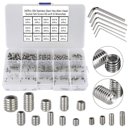 340pcs grub screws assorted - 340pcs,