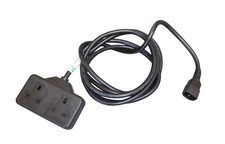 IEC C14 Male To 2 Gang UK Socket Black Extension Mains Cable  4.5M