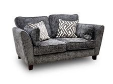 Furniture Village 'Tabitha' 2 Seater Sofa Slate Grey Woven Fabric Modern Back