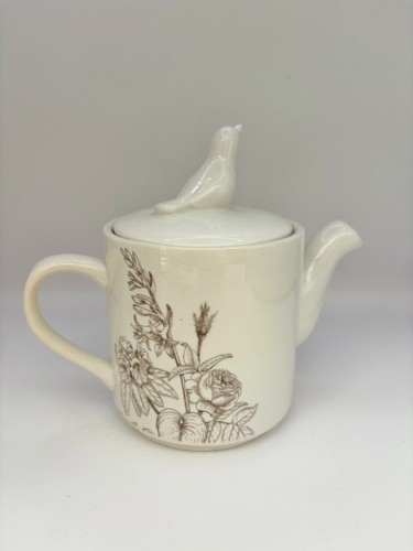 Vintage botanical bird teapot - vintage,