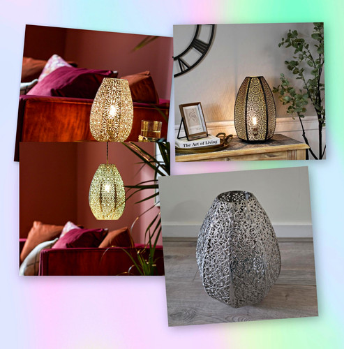 Silver cut out metal - metal, lamp