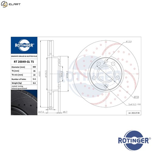 Brake disc 20049 gl - brake, rt