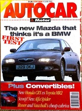 AUTOCAR MAGAZINE 10-JUN-92 - Honda CRX VTi, Toyota MR2 GT, Mazda Xedos 6 SE