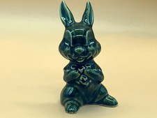 Midcentury green glazed pottery cute bunny / rabbit figurine. Height 9.5cm.
