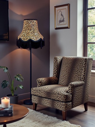 Leopard print table lampshades
