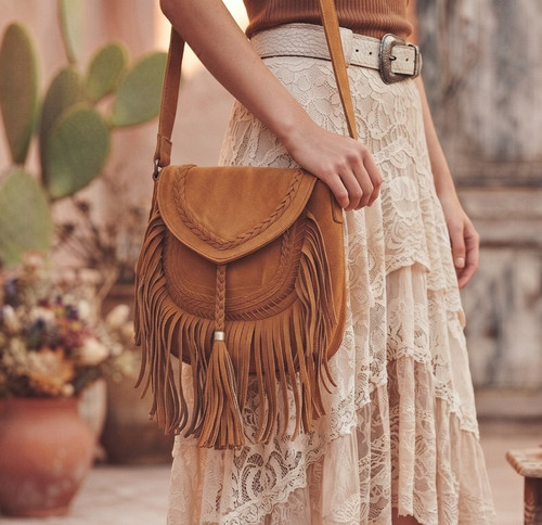 Braided leather fringe tassel - braided,