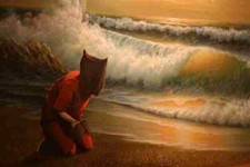 Banksy Prisoner Bag Sea Shore Sunset Painting A4 10x8 Photo Print Poster