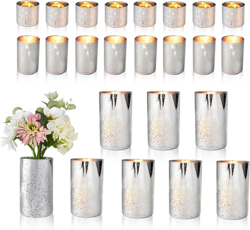 Mercury glass candle holders - candle,