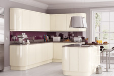 Flat Pack Kitchen Cupboard Units 735mm high & J Handle Gloss Cream Doors Drawers