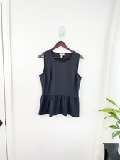 Ann Taylor Loft S Black Sleeveless Ruffle Tank Top Blouse Women’s Small