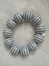 Tarina Tarantino Black & White Striped Plastic Stretch Bead Bracelet - Signed