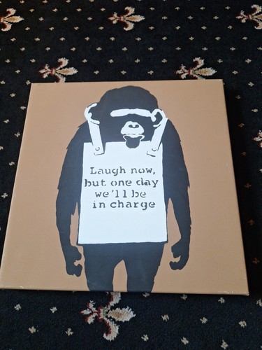Banksy canvas print - laugh, now