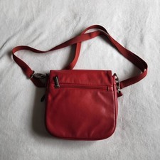 Travelon Anti Theft Faux Red Leather crossbody Bag Adjustable Shoulder Strap