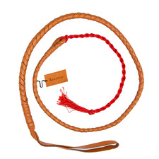 Hunting Leather Lash & Whip – 4ft Hand-Plaited Tan Leather ‘Winslow’ Fox Head