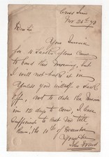 Cross Inn, letter re: flour order to Llanelli merchant, 1873, Carmarthenshire