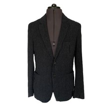 Wellington of Bilmore Blazer Jacket Blue Wool Blend Elbow Patches Slim Mens UK38