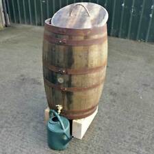 Oak Whiskey Barrel Water Butt 180/225L Lift Off Lid Tap Rain Collector 40/55G