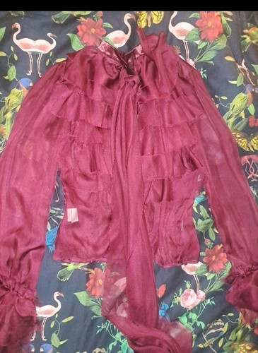 Burgundy red gothic ruffle - red,
