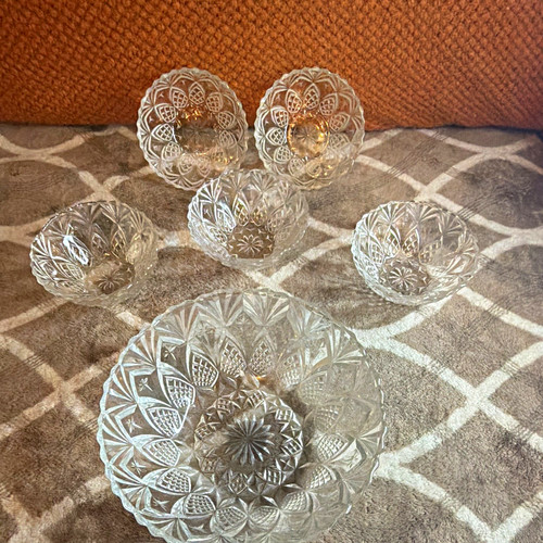 Clear cut glass bowl set - bowl, set,