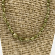 Cabouchon Necklace & Earring Set Vintage Green Natural Stone Drop Approx 33cm