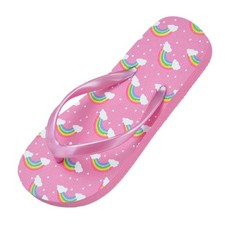 Girls Pink Flip Flops Rainbow Design EVA Sole UK Sizes 9-10 to 2-3 Summer Sandal