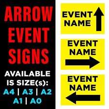 ARROW EVENT SIGNS  A4 A3 A2 A1 A CORREX SIGN BOARD custom bike race yellow black