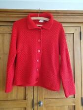 Vintage 1960's Bellmans Scotch Wool Shop Bright Red Collared Orlon Cardigan UK12