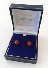 Vintage 9ct Yellow Gold AMBER Stud Earrings Hallmarked