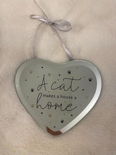 Cat hanging heart sign - cat, plaque