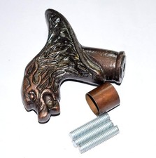 Brass Wolf Head Handle Wooden