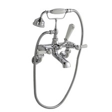 Hudson Reed White Topaz Wall Mounted Bath Shower Mixer Tap with Lever Handle
