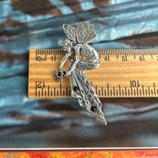 Hallmarked STERLING SILVER 925 Art Nouveau Revival Fairy Mucha -Esque Brooch Pin
