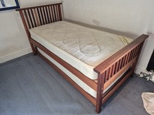 Trundle Bed 2-in-1.  Solid Hardwood, With 2 Single Orthopaedic Mattresses