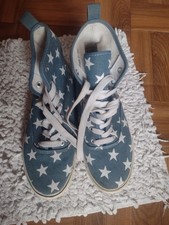 Denim Blue White Star Baseball Boots Hi Top Trainers Size 7/ 41 Atmosphere