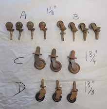 JOB LOT OF 14 VICTORIAN ANTIQUE BRASS AND PORCELAIN CERAMIC  FURNITURE CASTORS