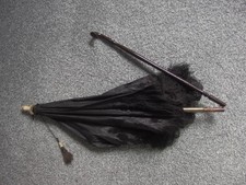 Antique Silk Folding Parasol Early Victorian Carriage