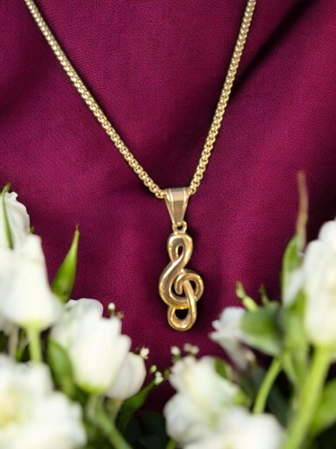 Gold tone treble - clef, pendant
